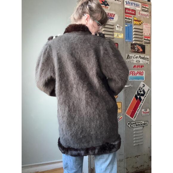 Vintage 80s Belldini Rabbit Fur Wool Sweater Jacket | Oversized Fur Coat |Size L - Picture 4 of 10